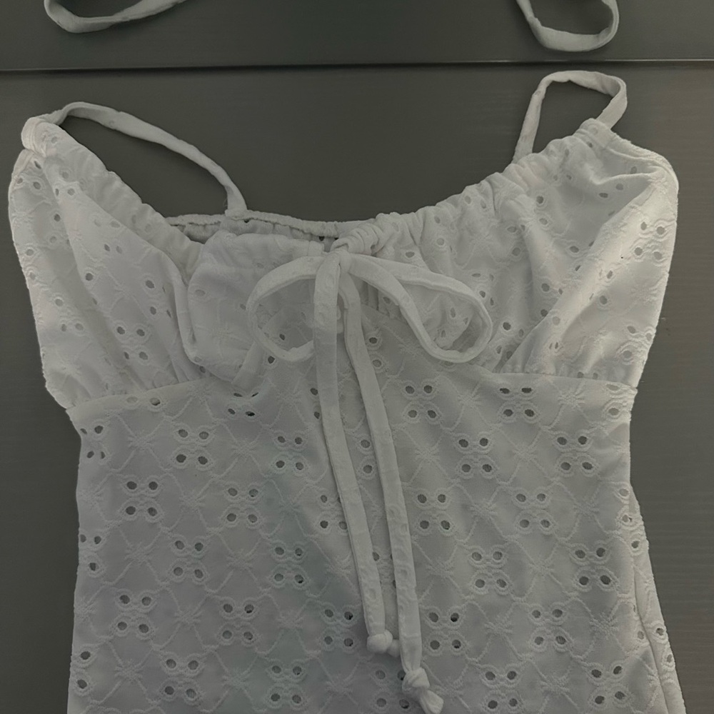 White Eyelet Sleeveless Top